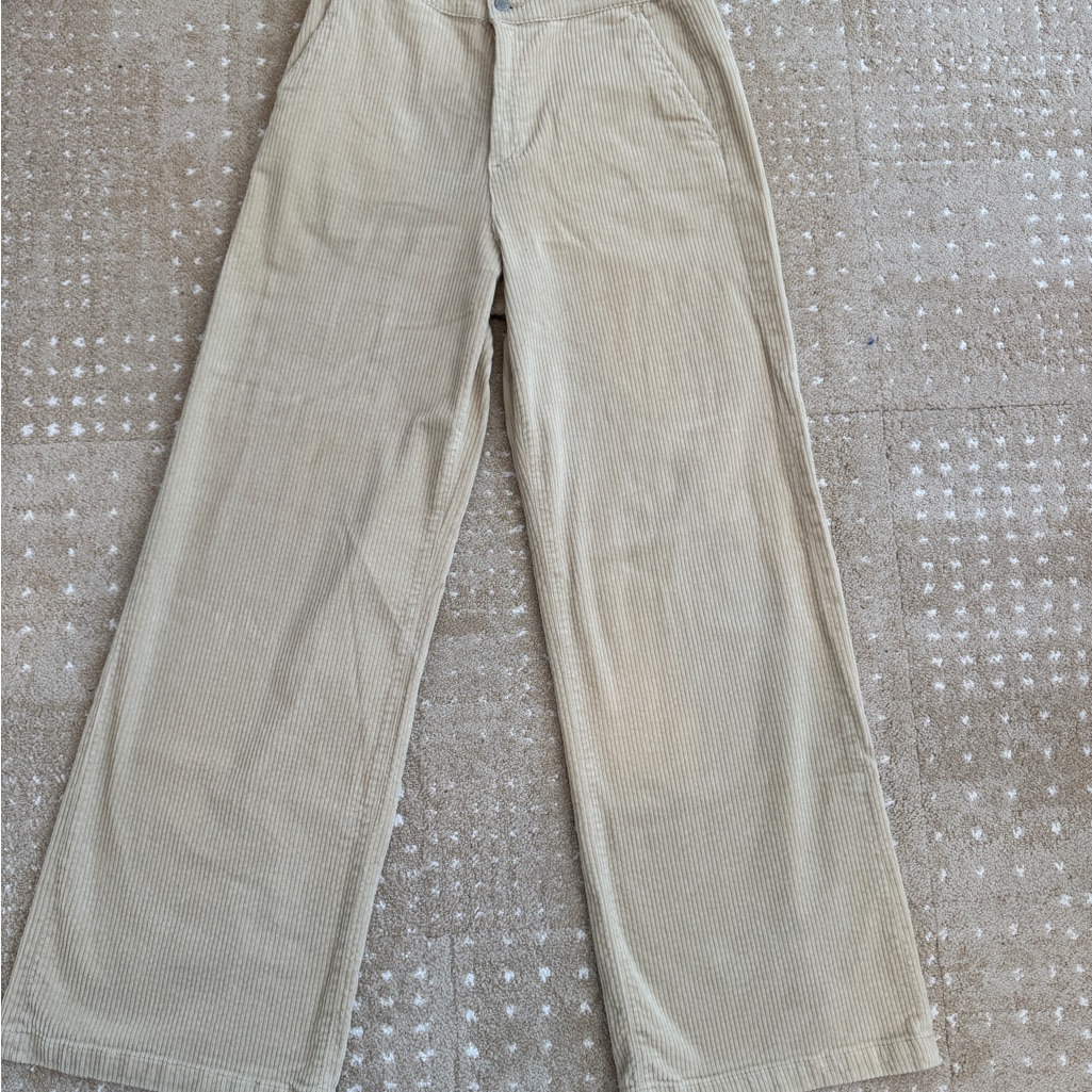 Ag Adriano Goldschmied Cream High Waist Tailored Deven Corduroy Pants